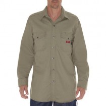 Dickies Man's Flame Resistant Long Sleeve Twill Snap Front Tshirts 