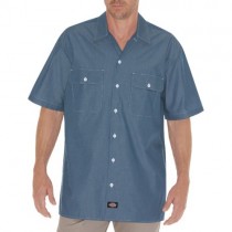 Dickies Mens's Relaxed Fit Short Sleeve Chambray Shirts 